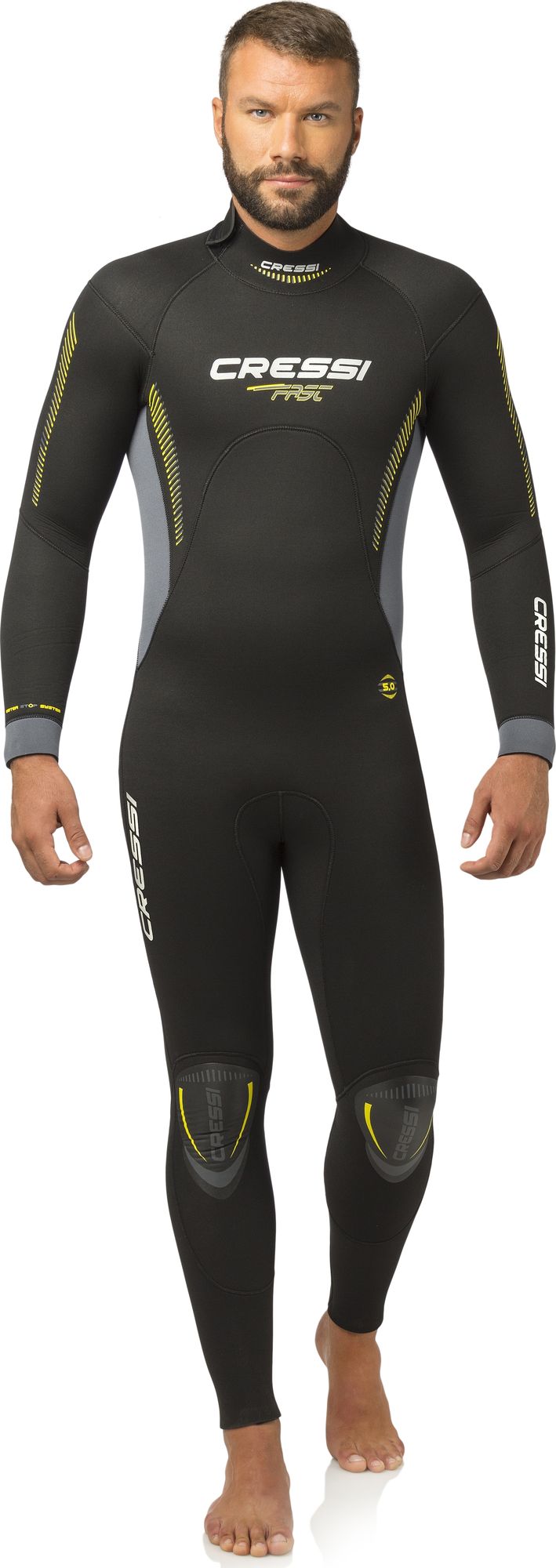 Cressi Fast 5 mm men's wetsuit, black with yellow detailing