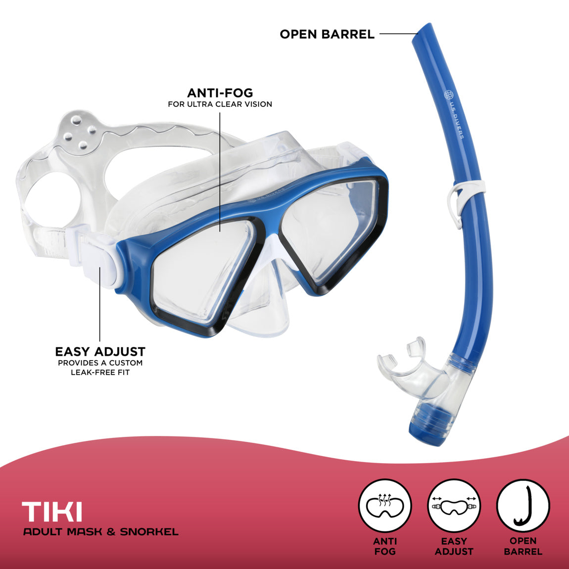 Snorkeling Combos U.S. Divers Tiki – Adult Snorkeling Combo – Blue product image