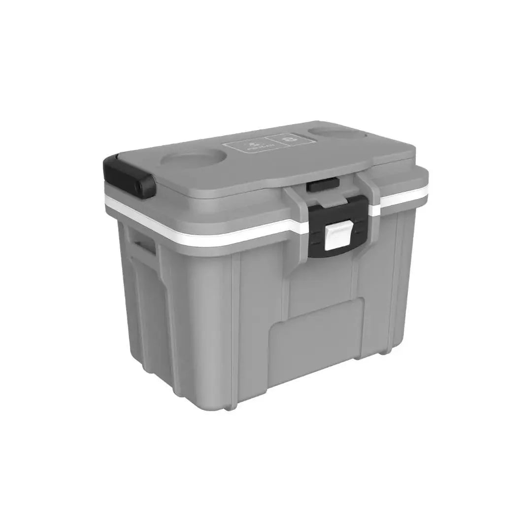 Pelican 8QT Personal Cooler in Cement / White, closed, angled view