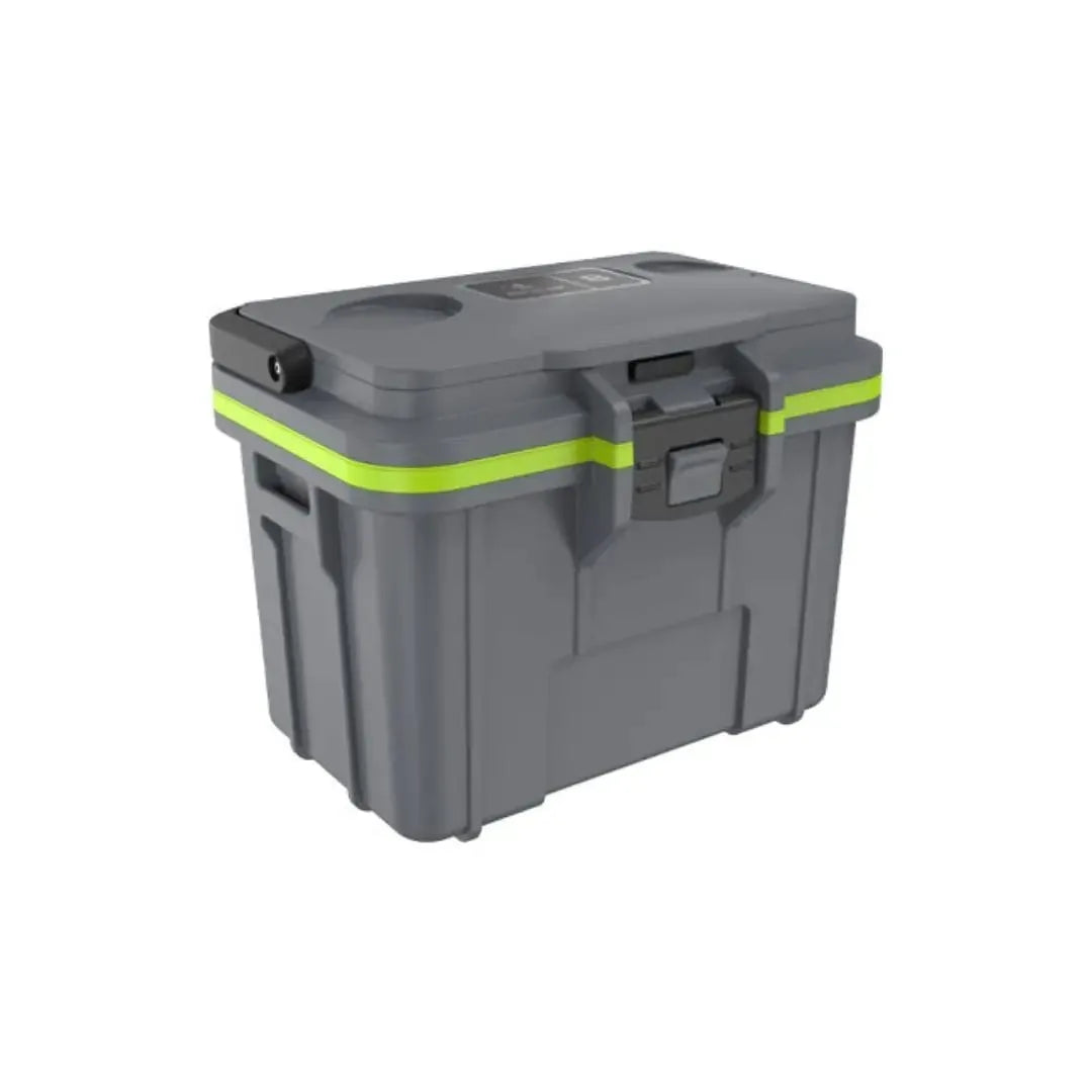 Pelican 8QT Personal Cooler in Dark Grey / Green, closed, angled view