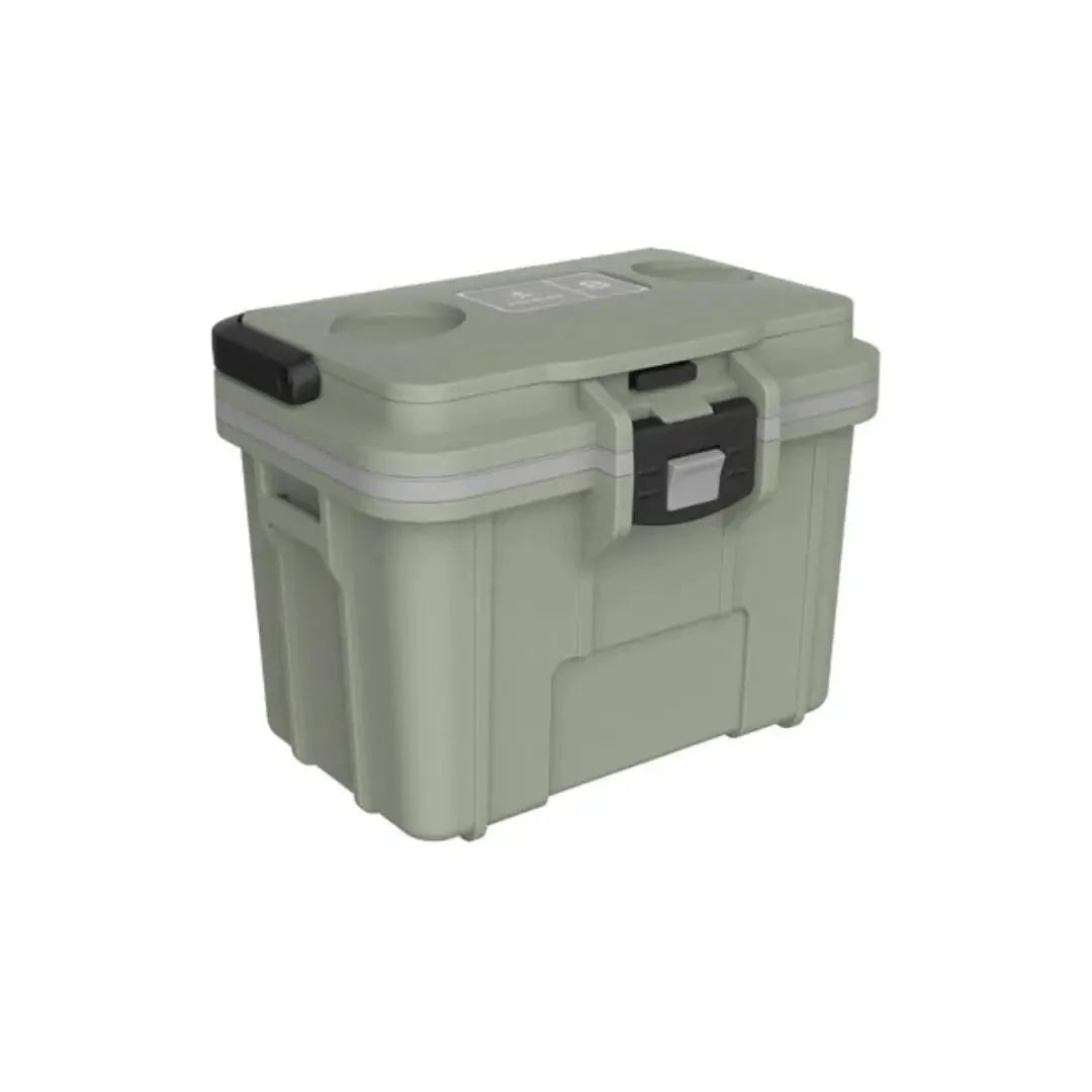 Pelican 8QT Personal Cooler in Sage / Grey, closed, angled view