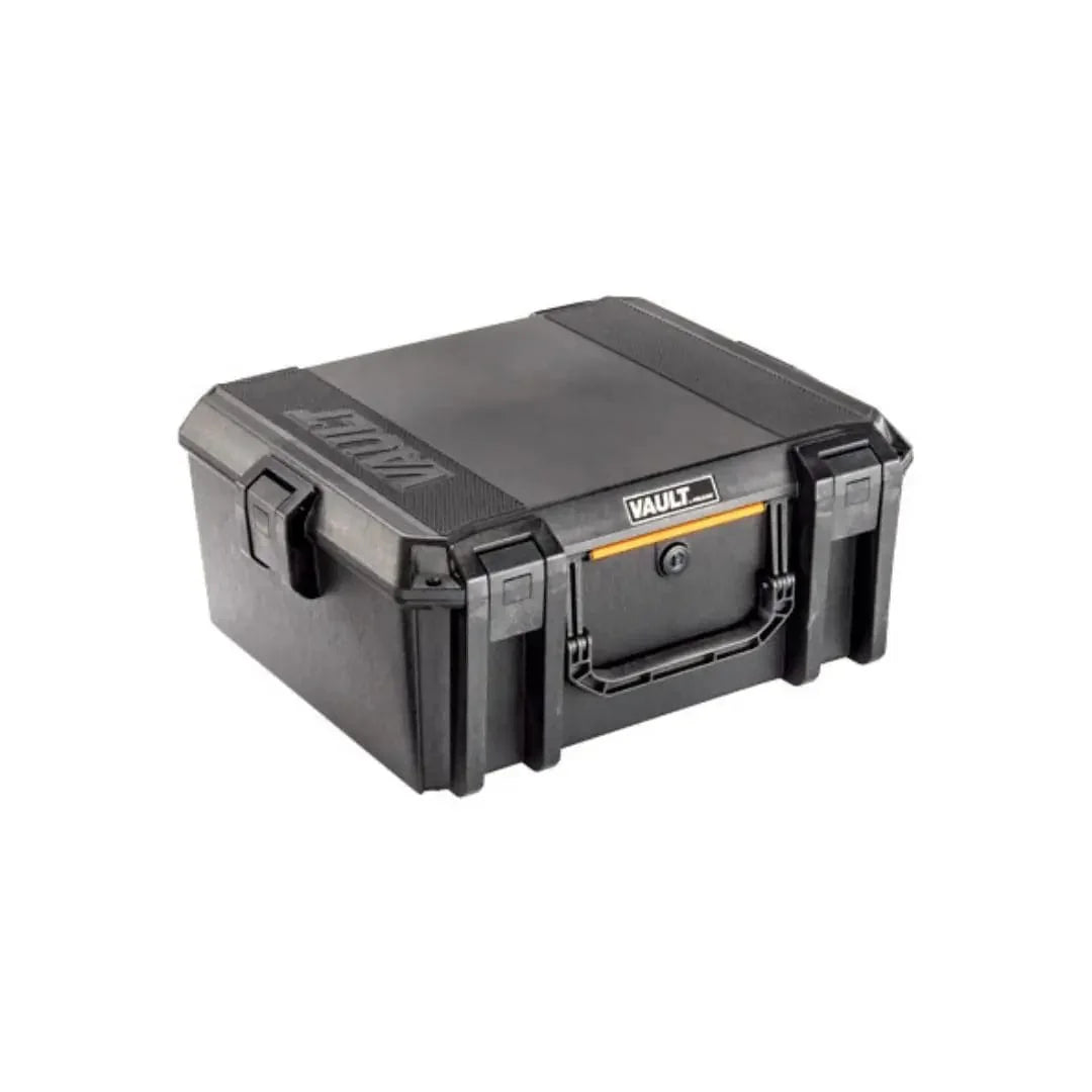 Pelican V600 Vault case in black, closed exterior view