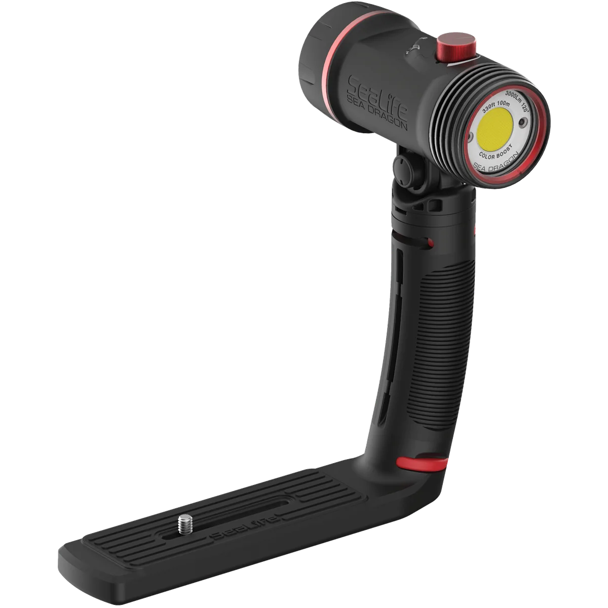 SeaLife Sea Dragon 3000F Colour Boost light mounted on Flex-Connect tray and grip