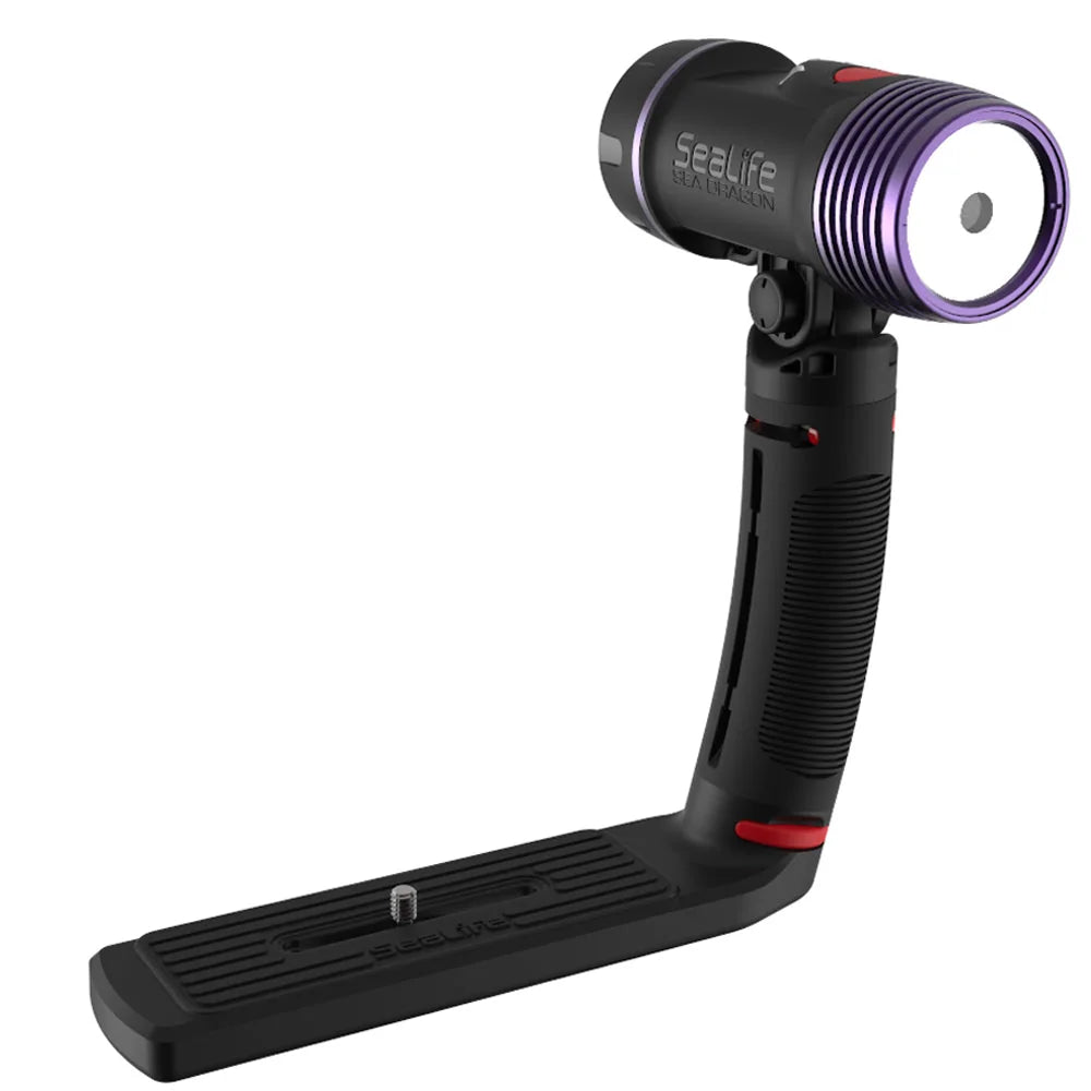 SeaLife Sea Dragon Fluoro-Duo Beam light mounted on Flex-Connect tray and grip