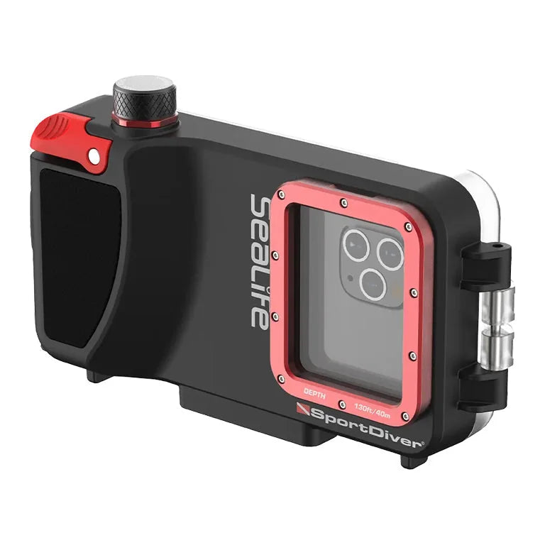 SeaLife SportDiver underwater smartphone housing, angled front view