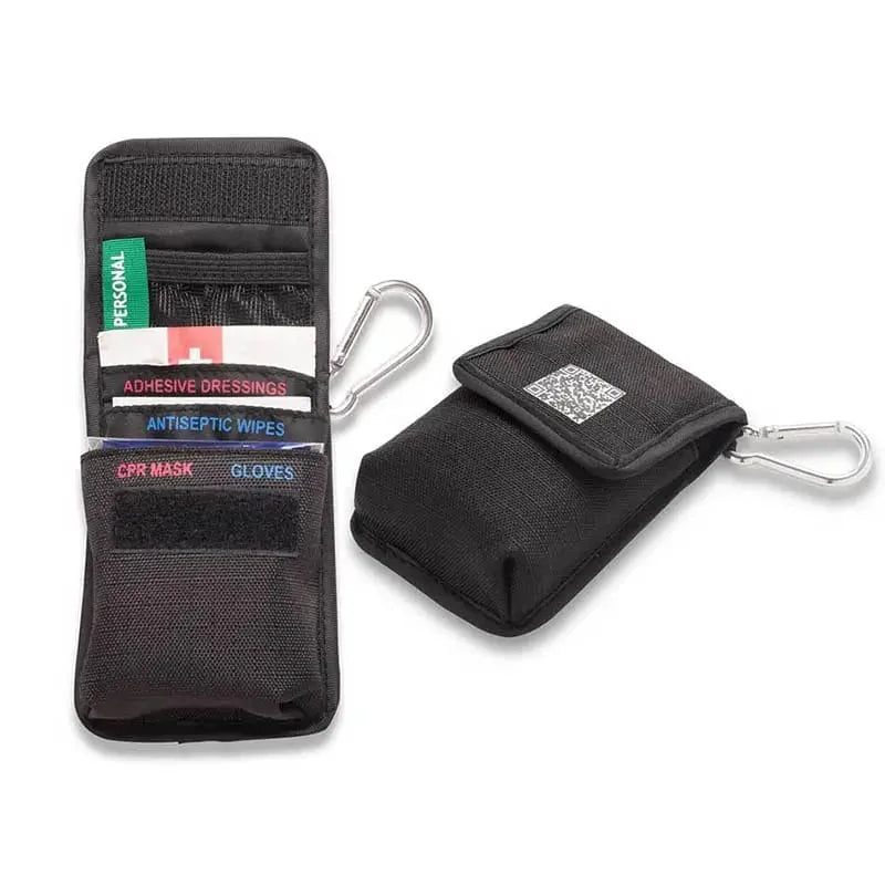 SURVIVAL Pocket First Aid Kit showing the open pouch, contents and closed case